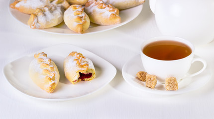 small pies on a white plate