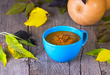pumpkin croutons cream soup