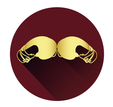 Golden Boxing Gloves Icon With Long Shadow Effect