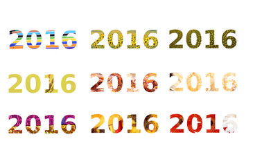 Nine different style of text for Happy New Year 2016