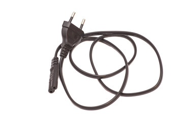 Black electric cable isolated on white