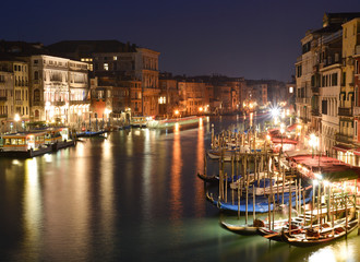 Venice landscape by night, Italian tourist attraction place