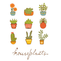 Beautiful set of hand drawn houseplants