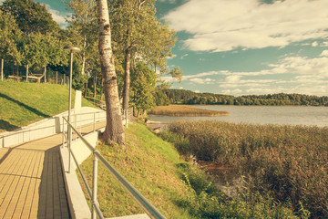 Beautiful lake in summer day