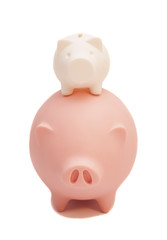 Piggy banks on white background
