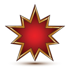 Heraldic 3d glossy star shaped icon with golden outline, Graphic