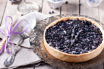 Blueberry, bilberry tart with lavender