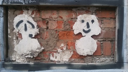 creative figures on the wall