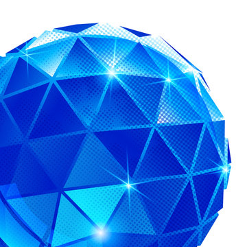 Plastic pixilated backdrop with glossy 3d spherical object, refl