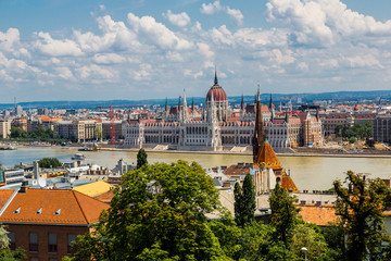 Obraz premium The building of the Parliament in Budapest, Hungary