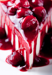 Cheesecake slice with cherry topping
