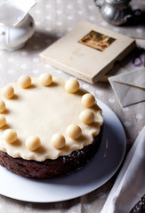 Traditional English Easter cake with marzipan