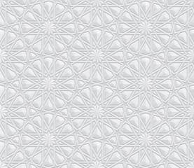 Geometric Pattern with embossing 3d effect Background, Interior wall decoration, White and grey texture