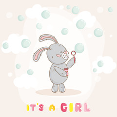 Baby Shower or Arrival Card - with Baby Bunny