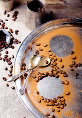 Coffee and rum flavor tiramisu in glass cups