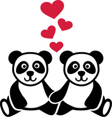 Naklejka premium Two Pandas in love