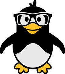 Obraz premium Penguin with glasses cartoon hipster
