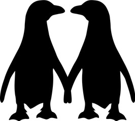 Fototapeta premium Penguin couple silhouette