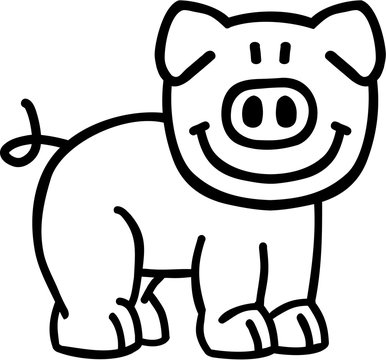 Outline cartoon pig