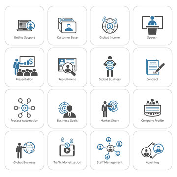 Business and Finances Icons Set. Flat Design.