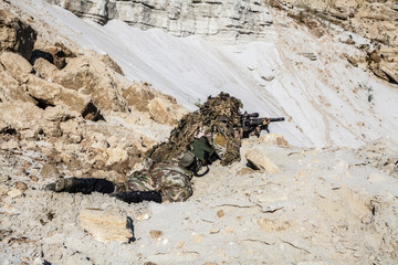 Army ranger in the mountains