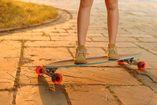 Nice girl riding skateboard