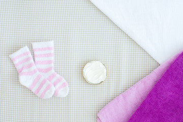 little baby socks from above - studio shot