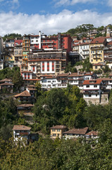 Obraz premium Town houses built on mountainside slope landscape