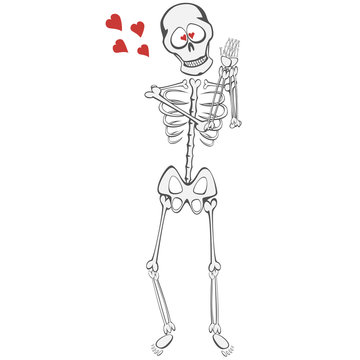 Skeleton Buddy - A cute skeleton is in love at first sight