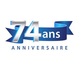 74 Ruban Bleu Logo Anniversaire