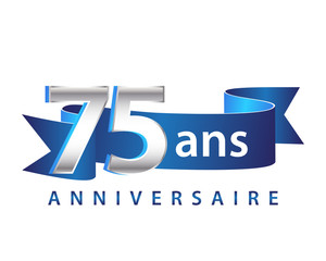 75 Ruban Bleu Logo Anniversaire