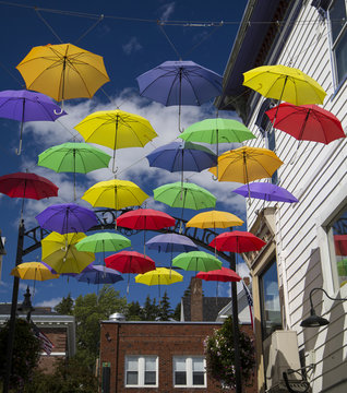 Colorful Umbrellas on Main Street