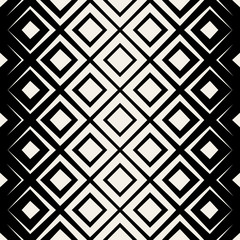 Vector Seamless Black & White Rhombus Halftone Grid Pattern