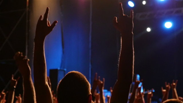 Silhouette Of Man Hands Raised Up Slow Motion