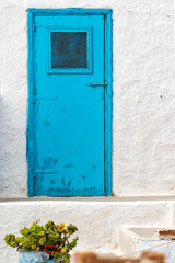 Old weathered door in Perissa, Santorini, Cyclades, Greece