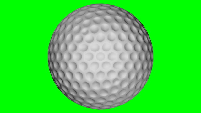 3D golf ball on a chroma key background.  Seamlessly loops.