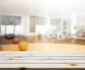 Table Top And Blur Fitness Gym of the Background