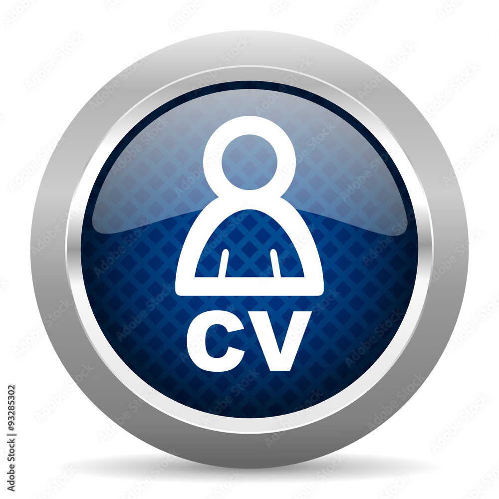 Aufkleber cv blue circle glossy web icon on white background, round button for internet and mobile app