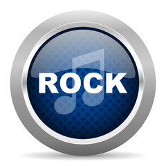 rock music blue circle glossy web icon on white background, round button for internet and mobile app