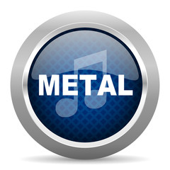 metal music blue circle glossy web icon on white background, round button for internet and mobile app