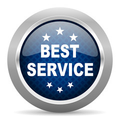 best service blue circle glossy web icon on white background, round button for internet and mobile app