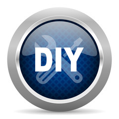 diy blue circle glossy web icon on white background, round button for internet and mobile app