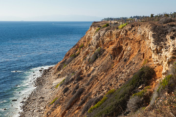 panoramic view of nice colorful huge cliff and ocean on the back