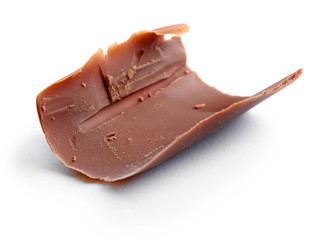 Chocolate curl isolated on white