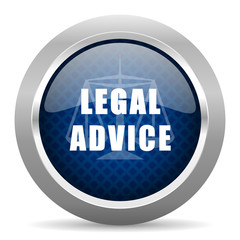 legal advice blue circle glossy web icon on white background, round button for internet and mobile app