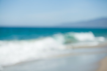 Blur beautiful tropical beach. Blurred travel background. 