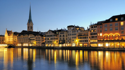 Obraz premium Zurich at Twilight, Switzerland 