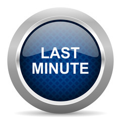 last minute blue circle glossy web icon on white background, round button for internet and mobile app