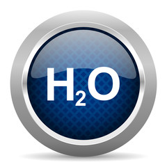 water blue circle glossy web icon on white background, round button for internet and mobile app
