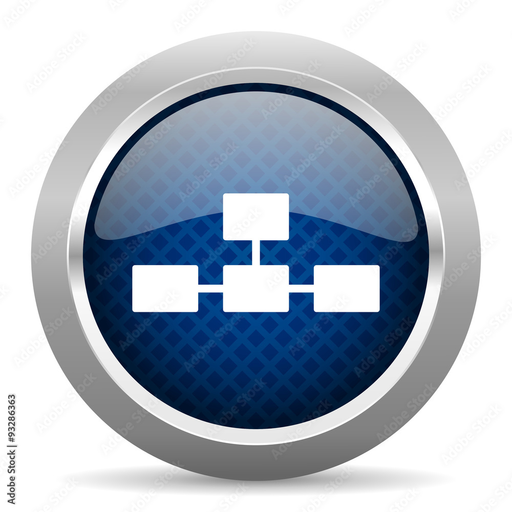 Aufkleber database blue circle glossy web icon on white background, round button for internet and mobile app